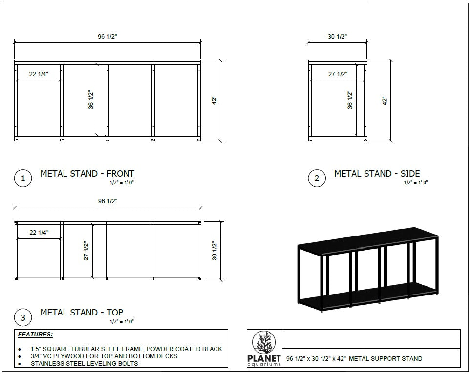 Metal Support Stand 96.5"x 30.5" - 42" Tall