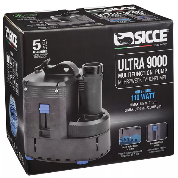 Sicce ULTRA 9000 Submersible Pump w/ Float Switch - 2245gph