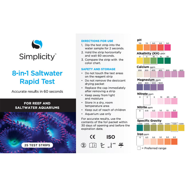 8-in-1 Saltwater Rapid Test - 25 Test Strips