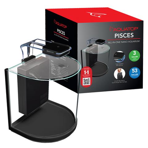 PISCES 3 Gallon Bowfront Glass Aquarium